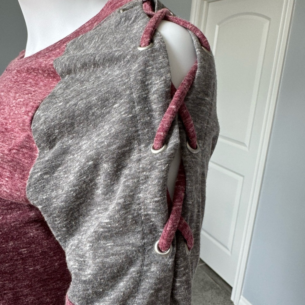 Pink Tee, Maroon and Grey striped shirt and Jeans - Picture 11 of 13